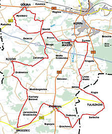 Szlaki rowerowe mapa_1: Zdjęcie przedstawia mapę: nazwy miejscowości i linie.
